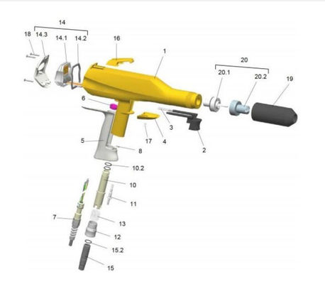 1002100 Poedercoating Spray Machine Complete Gema Optiselect Gm02 Met 6m kabel