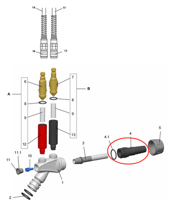 Slangverbinding D10-12 mm Compleet 1006531 Voor OptiFlow IG06 poederinjector