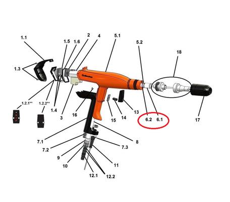 Hoogste van het de Assemblageelektron van de Poederpijp het e-Kanon C1/C2 Handkanon