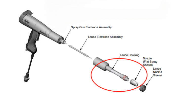 1093605 300 mm Encore Powder Coating Gun Custom OEM Support Gepolijste oppervlakte Lance Extension 2